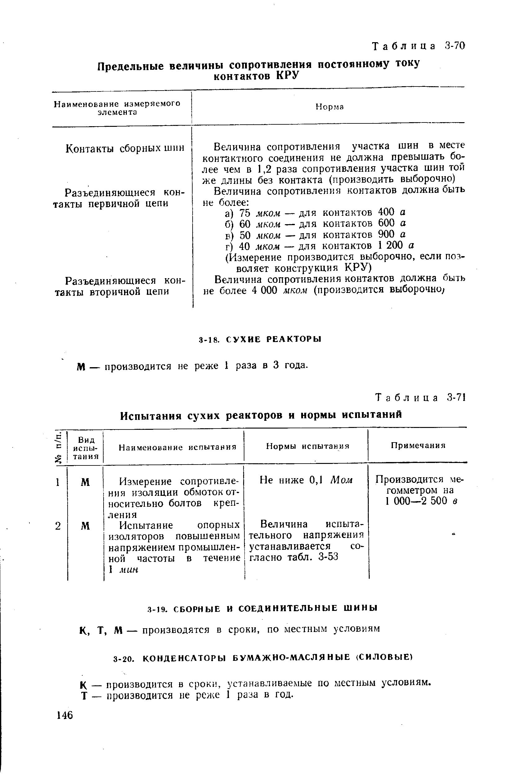 Таблица 3-71 Испытания сухих реакторов и нормы испытаний

