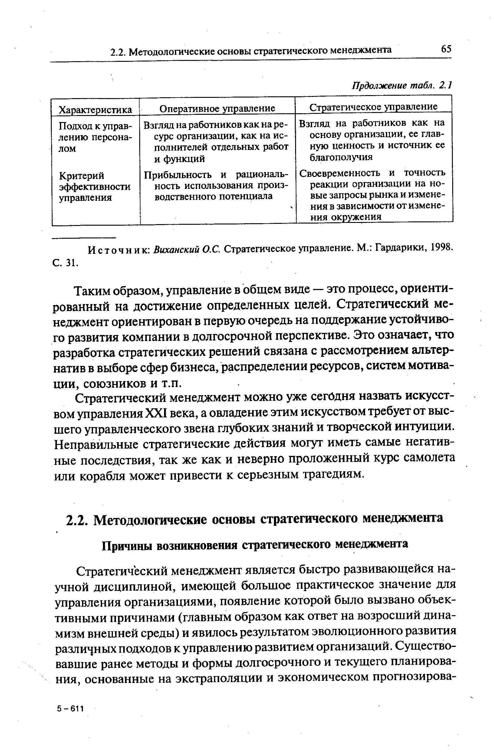 Источник Виханский О.С. Стратегическое управление. М. Гардарики, 1998.
