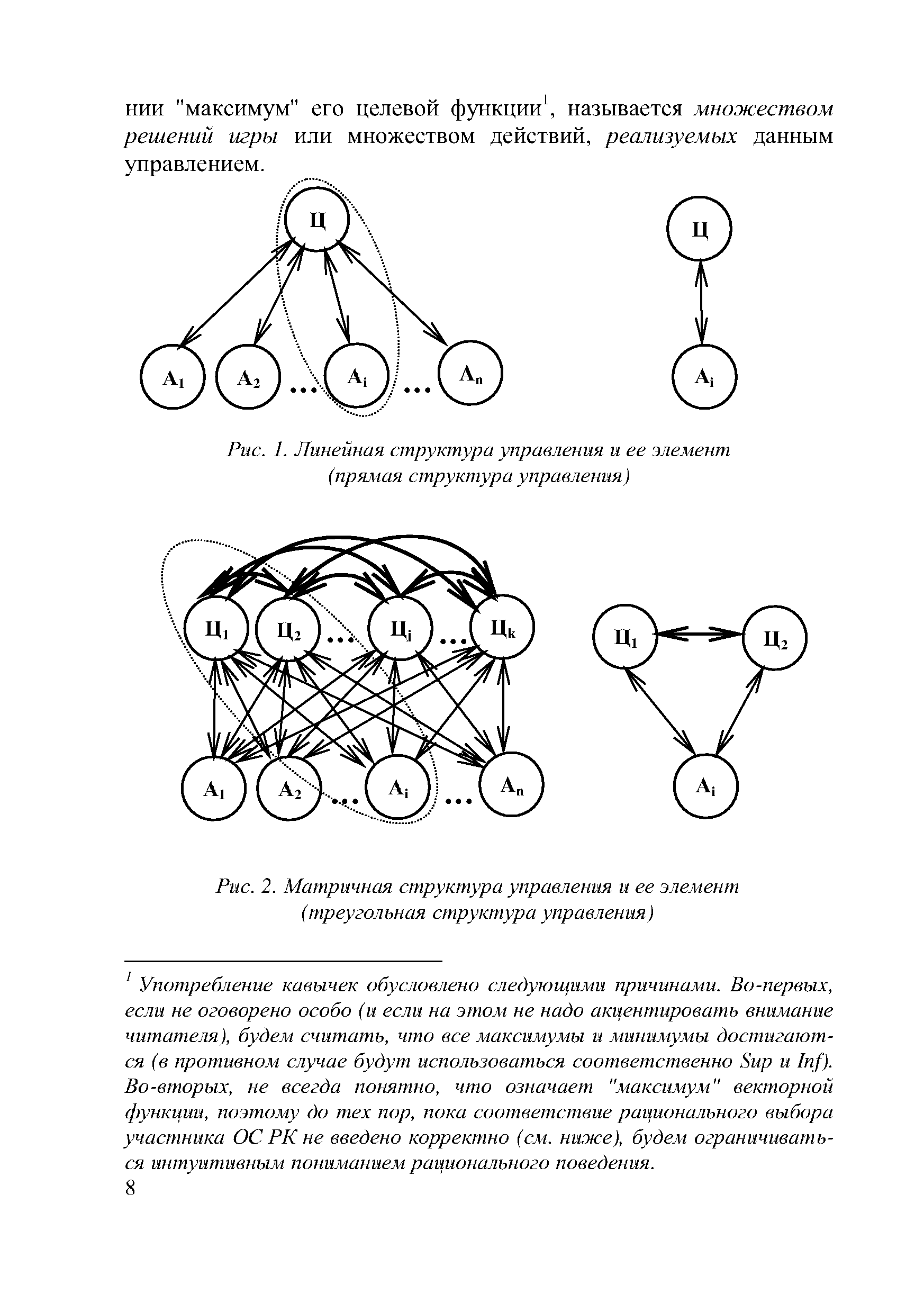Рис. 2. Матричная структура управления и ее элемент

