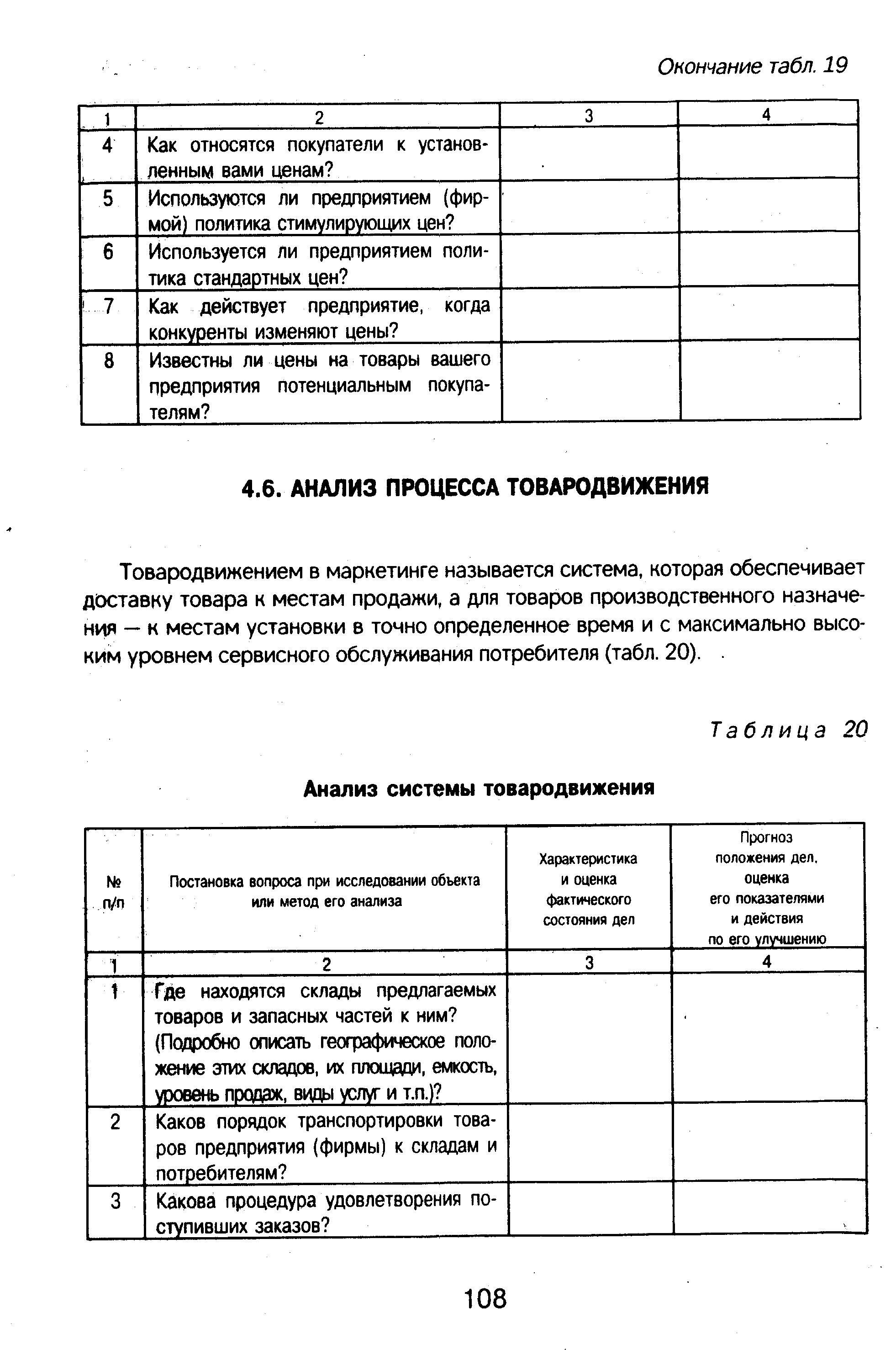 Товародвижением в маркетинге называется система, которая обеспечивает доставку товара к местам продажи, а для товаров производственного назначения — к местам установки в точно определенное время и с максимально высоким уровнем сервисного обслуживания потребителя (табл. 20).. 
