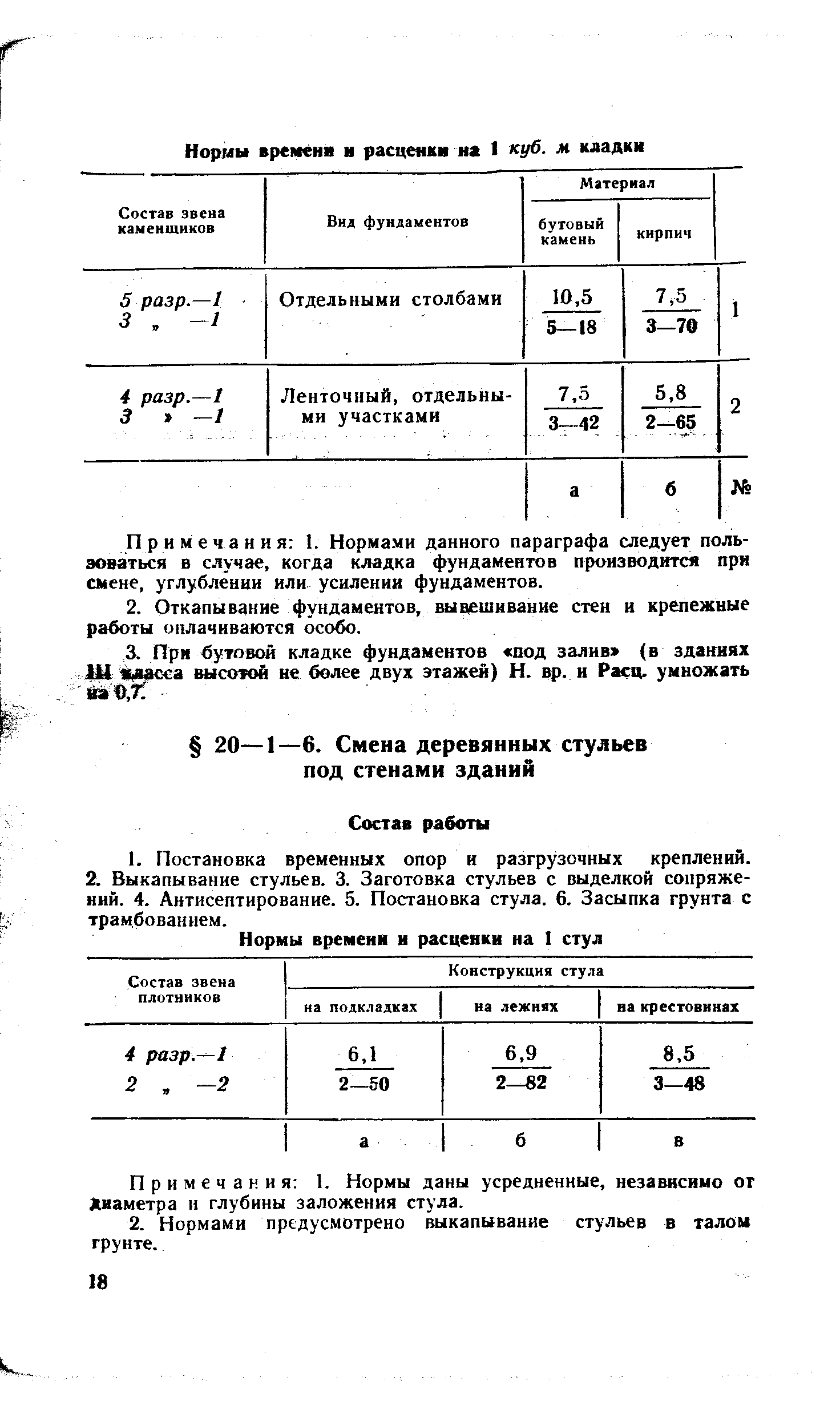 Примечания 1. Нормы даны усредненные, независимо от диаметра и глубины заложения стула.
