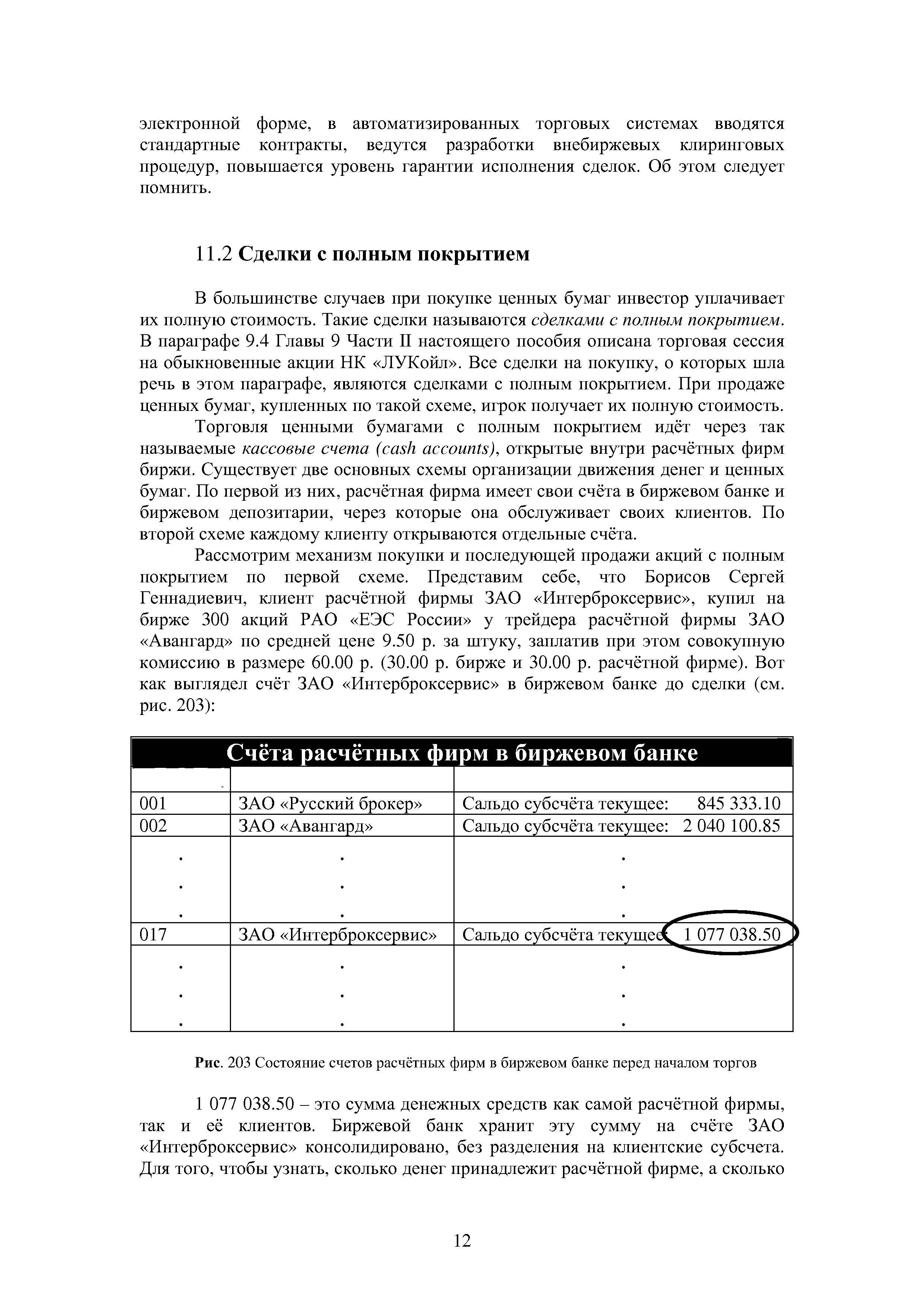В большинстве случаев при покупке ценных бумаг инвестор уплачивает их полную стоимость. Такие сделки называются сделками с полным покрытием. В параграфе 9.4 Главы 9 Части II настоящего пособия описана торговая сессия на обыкновенные акции НК ЛУКойл . Все сделки на покупку, о которых шла речь в этом параграфе, являются сделками с полным покрытием. При продаже ценных бумаг, купленных по такой схеме, игрок получает их полную стоимость.
