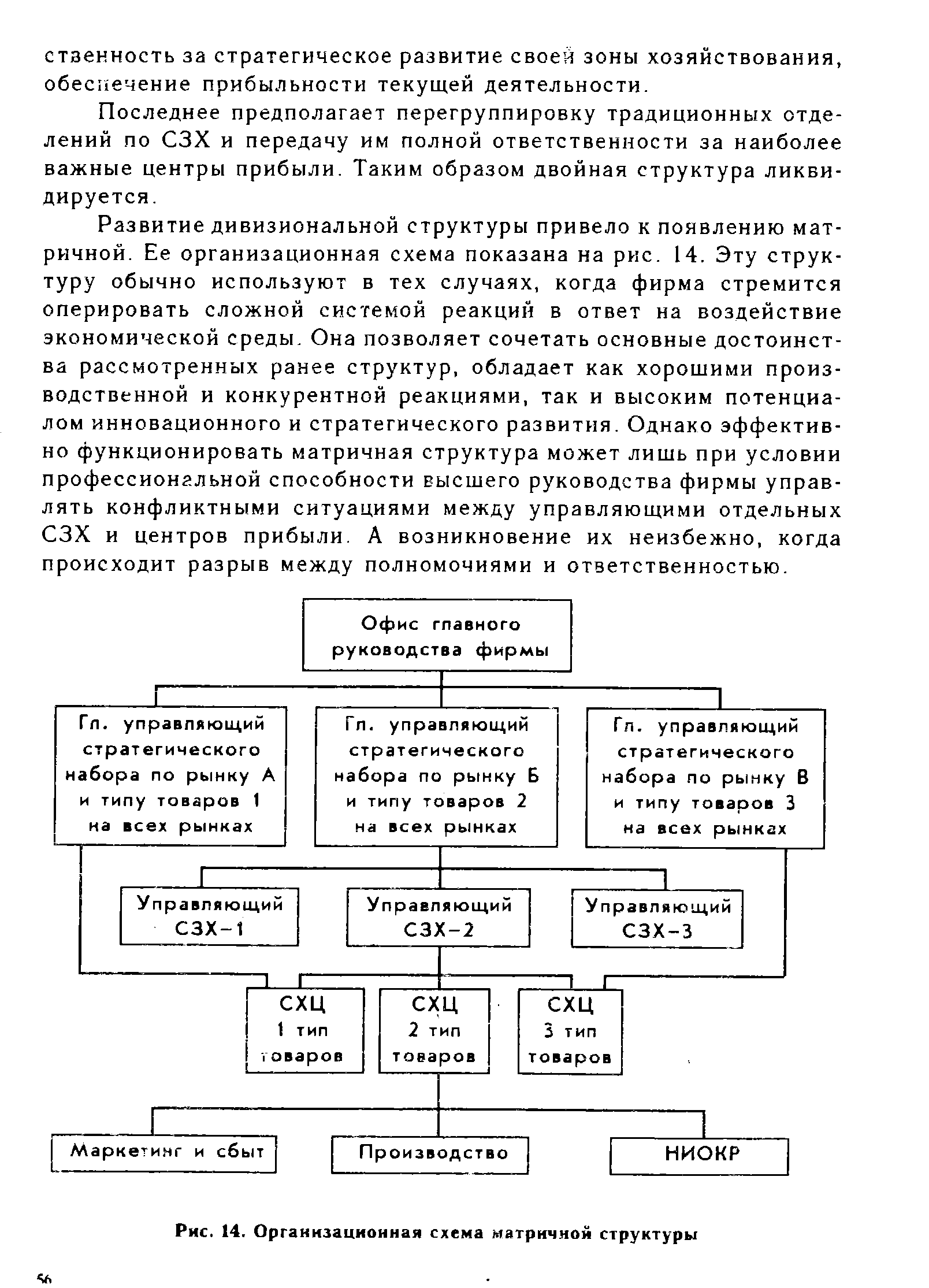 Рис. 14. Организационная схема матричной структуры
