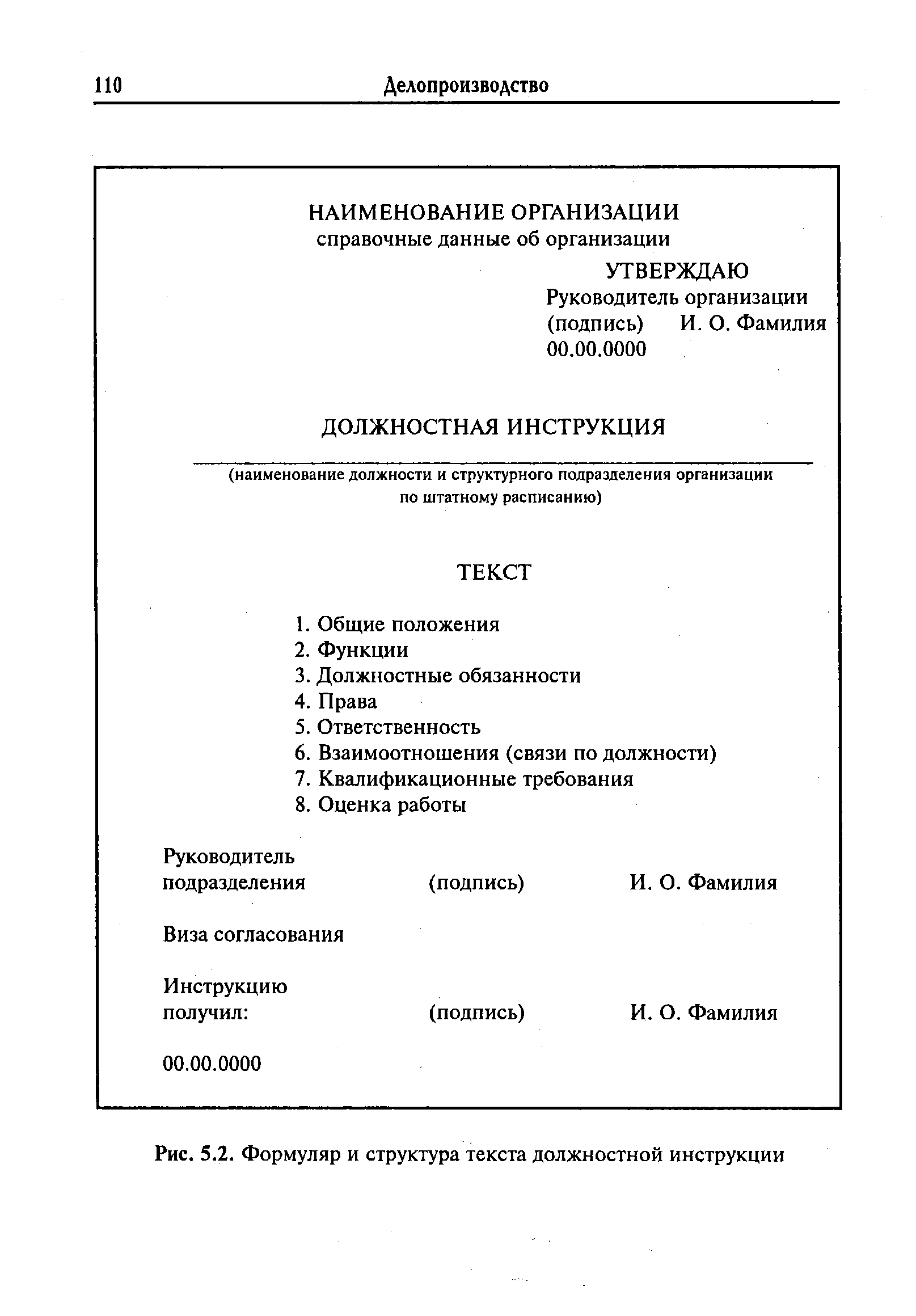 Образец типовой должностной инструкции