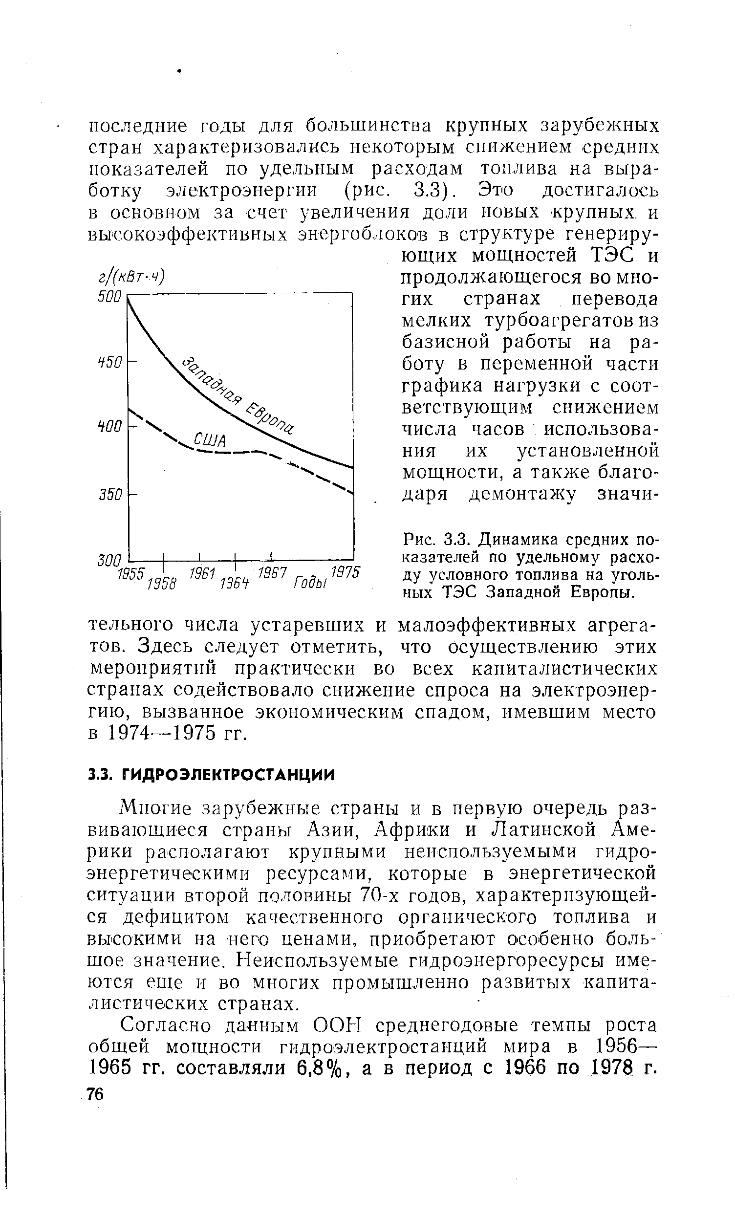 Согласно данным ООН среднегодовые темпы роста общей мощности гидроэлектростанций мира в 1956— 1965 гг. составляли 6,8%, а в период с 1966 по 1978 г.
