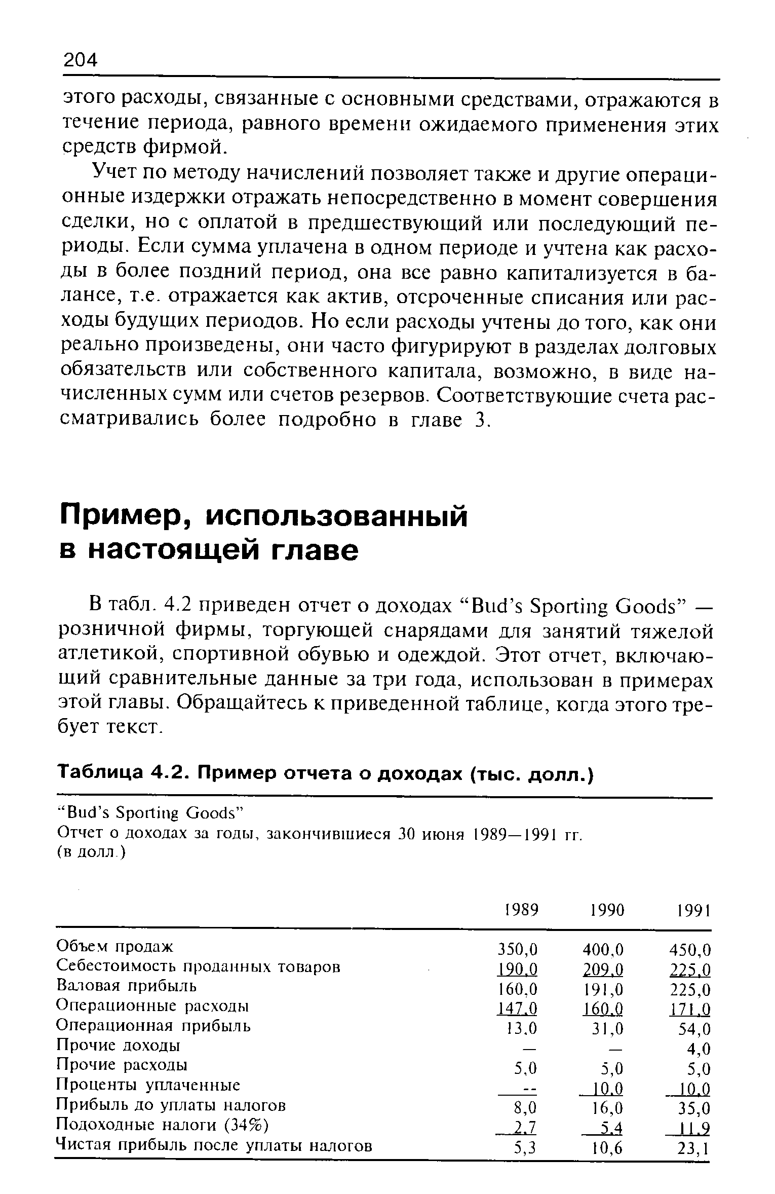 Отчет о доходах за годы, закончившиеся 30 июня 1989—1991 гг.
