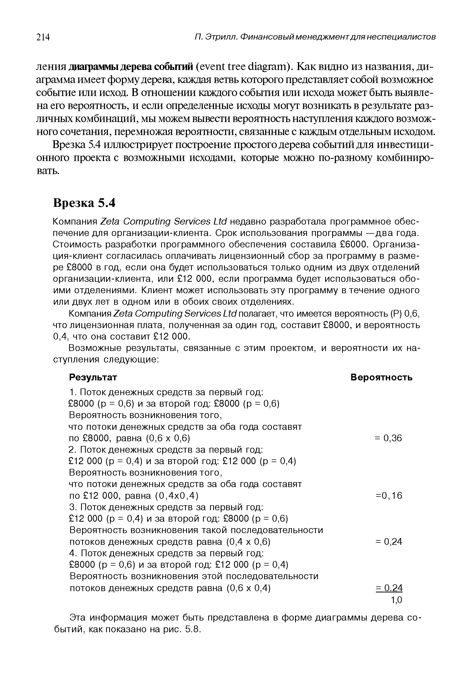 Эта информация может быть представлена в форме диаграммы дерева событий, как показано на рис. 5.8.
