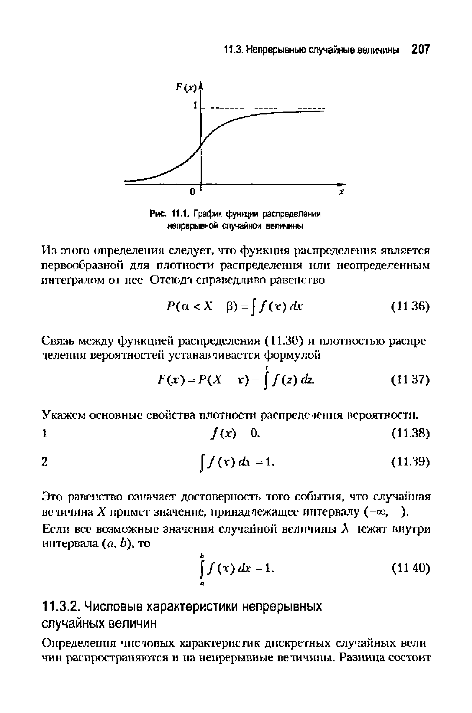 Рис. 11.1. <a href="/info/19370">График функции</a> распределения непрерывной случайной величины

